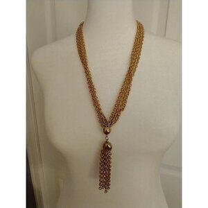 Vintage Napier Gold 4-Strand Tassel Chain Necklace 1980s